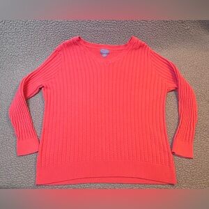 Laura Scott Long Sleeve Cable Knit Sweater Peach Color Womens Size 2X